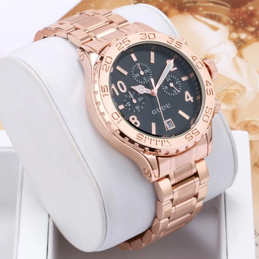 Luxury GUOU Multifunction Women Men Watches 3 Small Working Remove Dials Calendar Wristwatch Watch Clock for Ladies Female | Наручные
