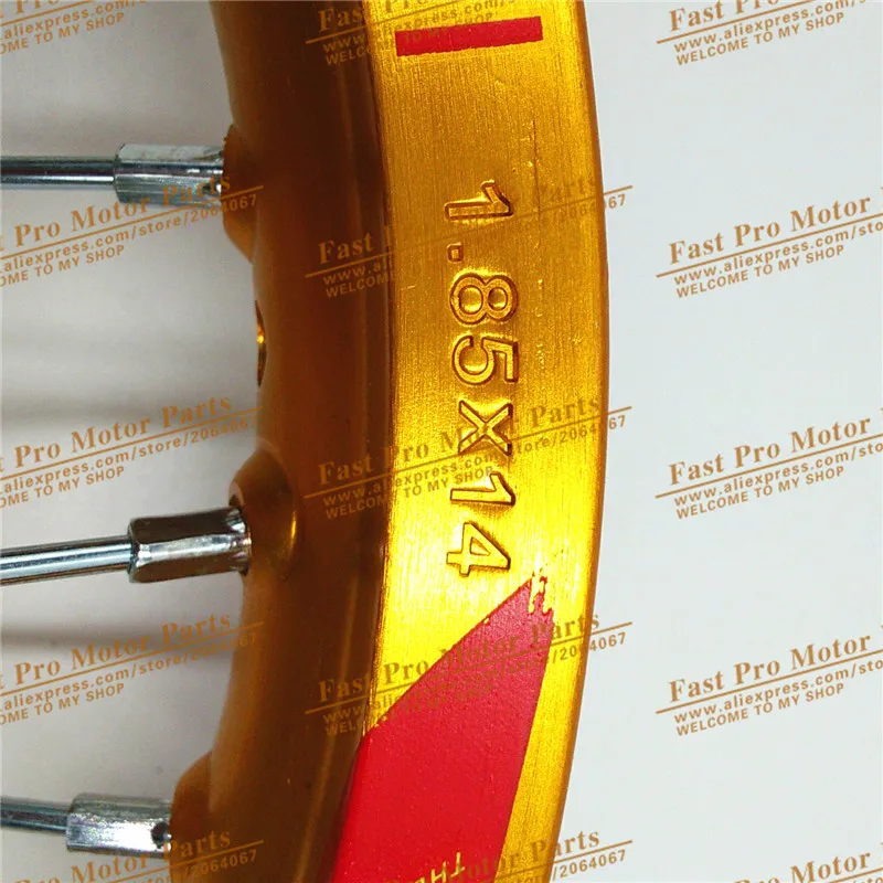 

1.85 x 14inch Rear Rims Aluminum Alloy Disc Plate Wheel Rims Gold CNC Hub 14" 32 spoke for dirt bike pit bike wheel spare parts