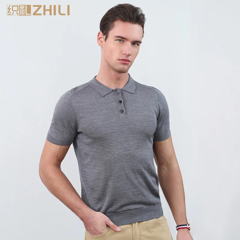

ZHILI New Spring and Summer Polo Pure Color Men's Tee