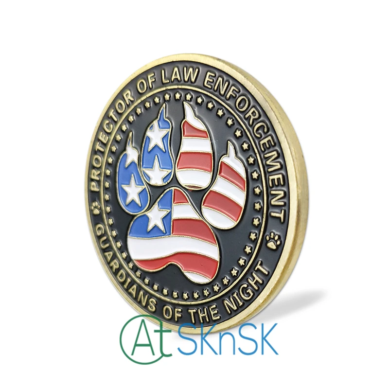 wholesale Fashion medal souvenir Protector of Law Enforcement Guardians Night Unite States Police dog K9 challenge coins Gift | Дом и сад