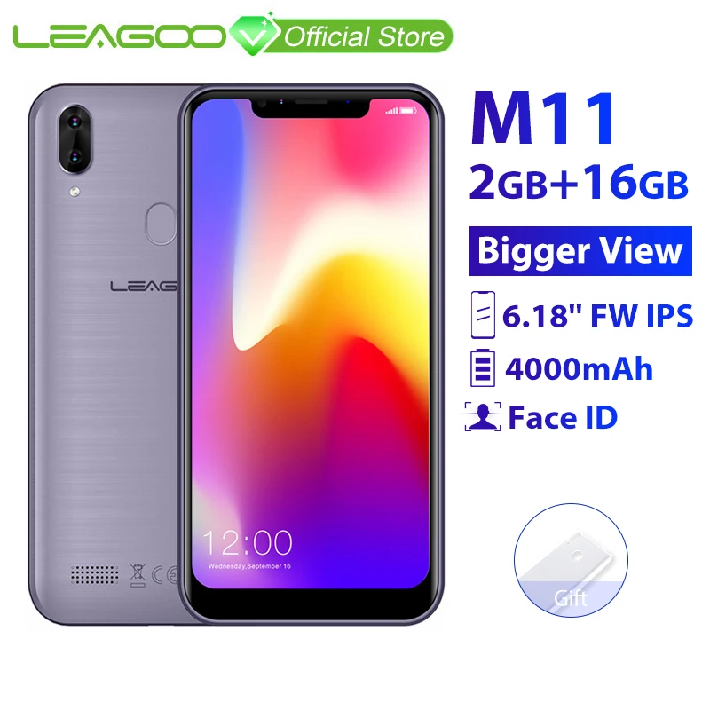 LEAGOO M11 2 Гб 16 мобильный телефон Android 8 1 6 18 ''MTK6739 четырехъядерный 4000 мАч МП