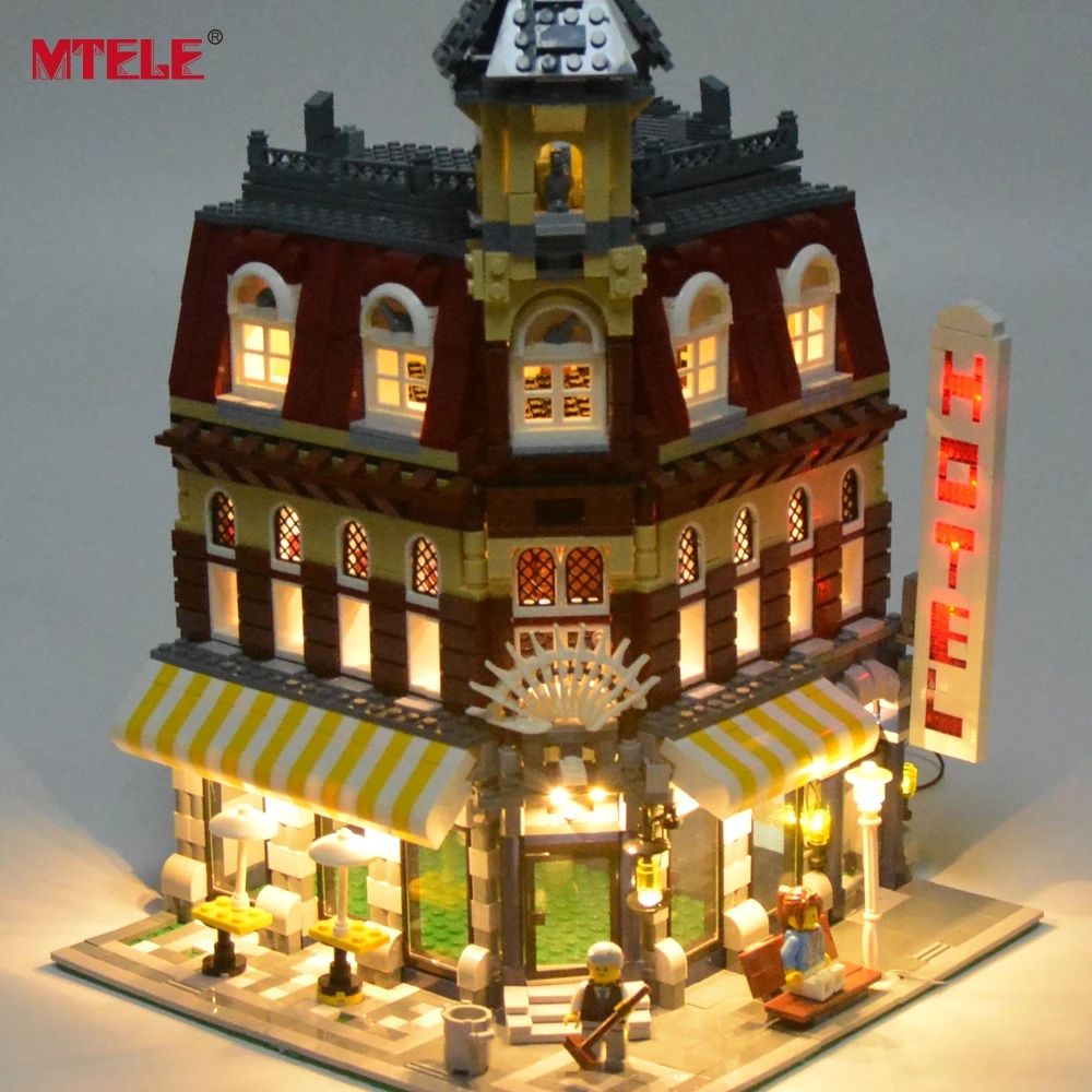 MTELE бренд светодиодный светильник Up Kit для Creator 10182 кафе на углу светильник ing набор совместим с моделью 15002(не включает модель