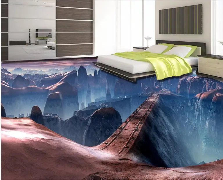 Виниловые Напольные Плитки 3d Настенные обои мост Пол водостойкие для ванных