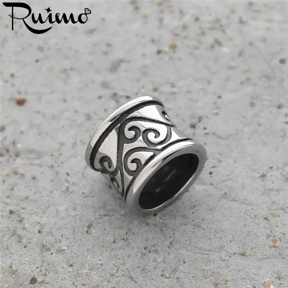 Бусины RUIMO из нержавеющей стали в тибетском стиле с большим отверстием 8 мм