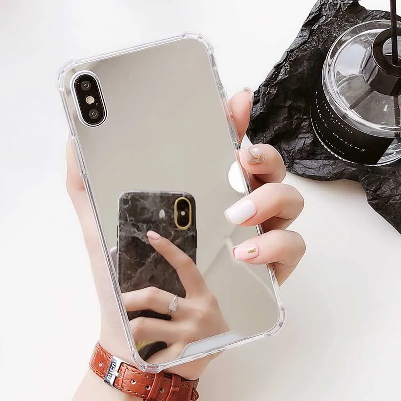 Роскошный макияж зеркальные телефонные чехлы для iphone X подушка безопасности ТПУ