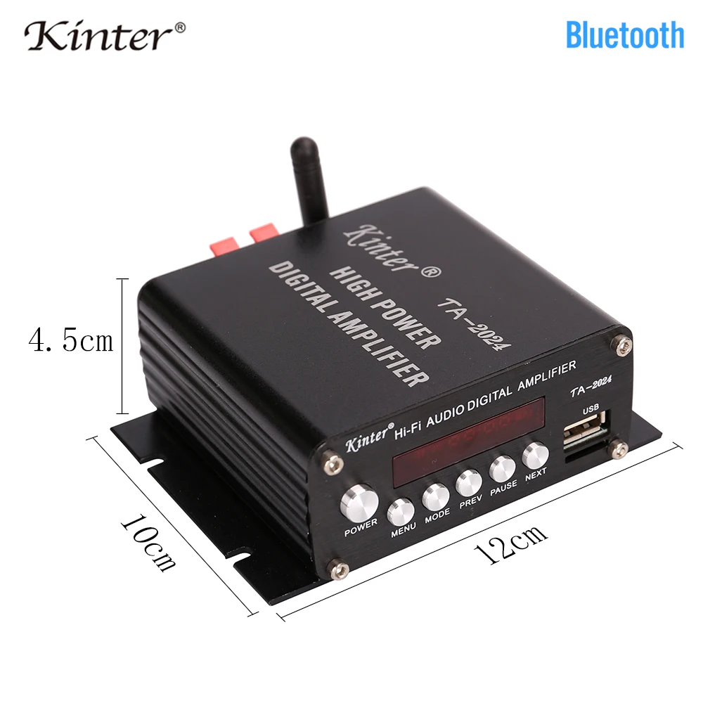 Kinter TA 2024 bluetooth Цифровые усилители play hifi стерео звук 2CH с USB TF входом DC12V источник