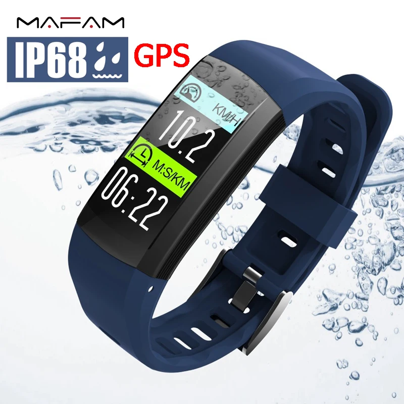 Фото MAFAM умные часы gps IP68 Водонепроницаемые плавательные фитнес трекер монитор