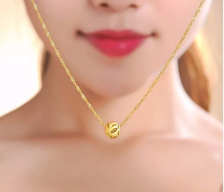 Аутентичные 24 К желтый золотой кулон/жаждал желаю свободные кулон из бисера |