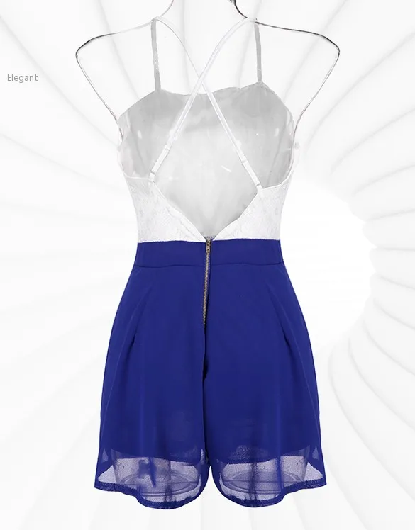 Женщины лето кружево пэчворк повязки комбинезон женщины короткая ползунки