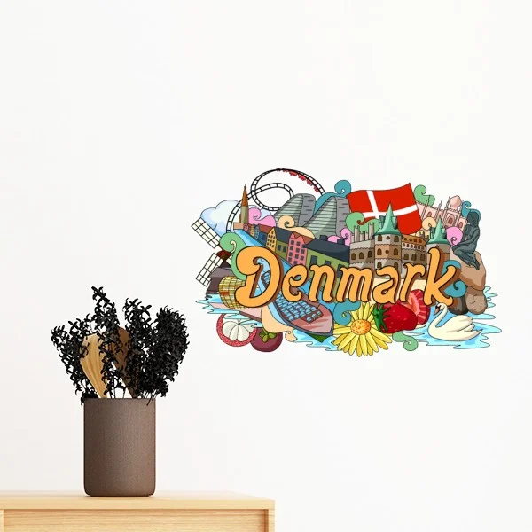 

Den Nye Havn Frederiksborg Castle Denmark Graffiti Removable Wall Sticker Art Decals Mural DIY Wallpaper for Room Decal
