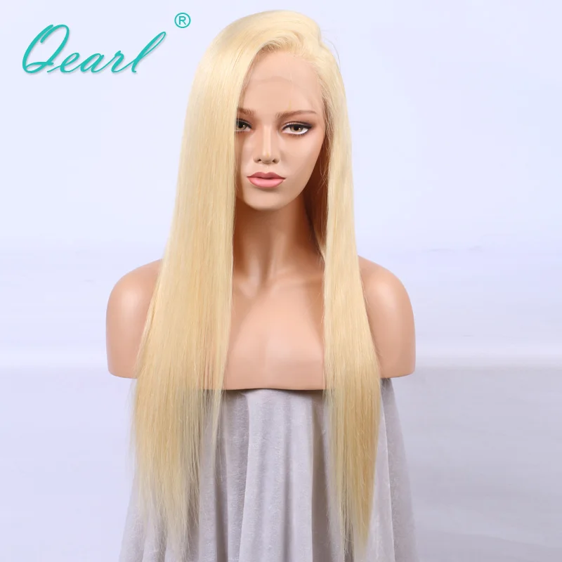 Полный парик человеческих волос шнурка 613 # отбеливатель блонд для женщин с