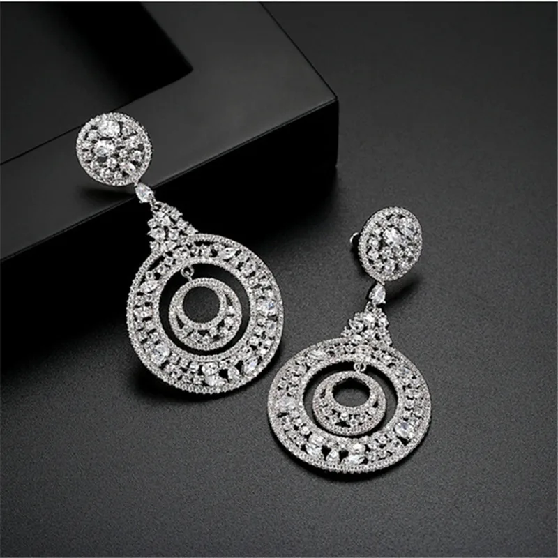 

Women's stud earrings white AAA crystals Luxury sexy classic fashion party elegant earrings top quality for ladies