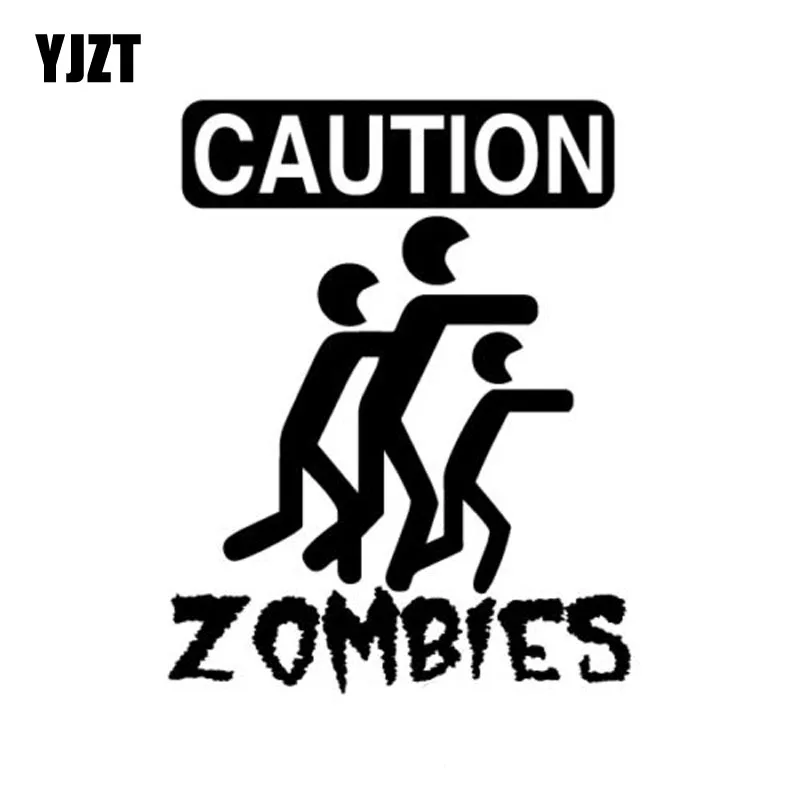 

YJZT 15.5*20CM CAUTION ZOMBIES Interesting Vinyl Decal Car Sticker Accessories Black/Silver Car-styling S8-1256