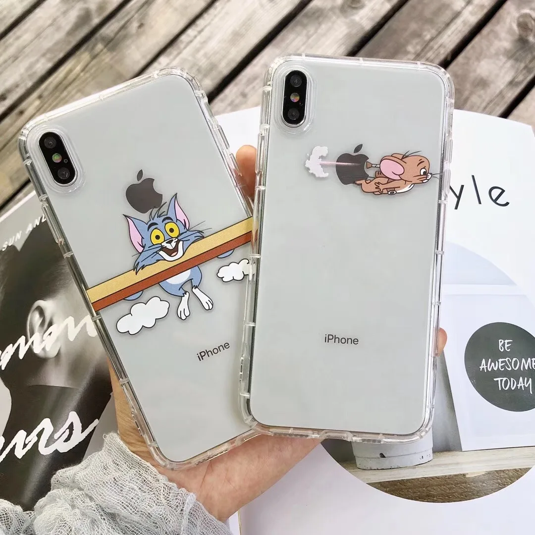 Прозрачный чехол для телефона из ТПУ с милым рисунком Тома Джерри Apple iPhone X 10 XS Max Xr
