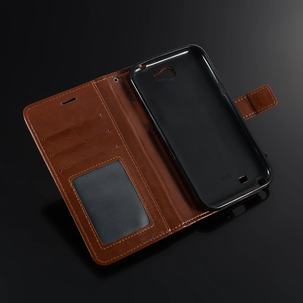 Flip Book Case For Samsung Galaxy Note 2 N7100 Business Wallet Tpu Soft Silicone Back Cover Leather Phone Bag | Мобильные телефоны