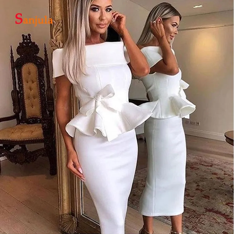 Женское трикотажное платье с вырезом лодочкой и открытыми плечами|Вечерние