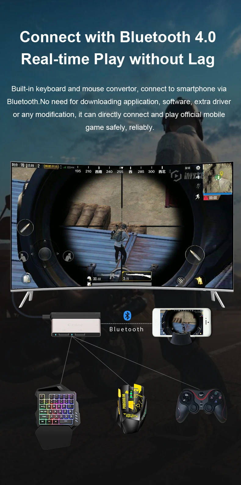 HDMI 4K 60Hz адаптер телефон к ТВ Bluetooth PUBG мобильный Геймпад контроллер игровая мышь клавиатура конвертер для PS4 PS3 монитор ПК