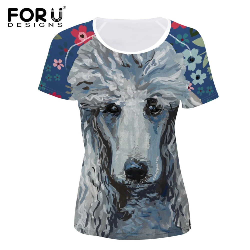 

FORUDESIGNS Harajuku T shirt Women Poodle Sweetheart Printing T-shirt Female Fashion Summer Tops for Girls Kawaii Dog Tee Shirt