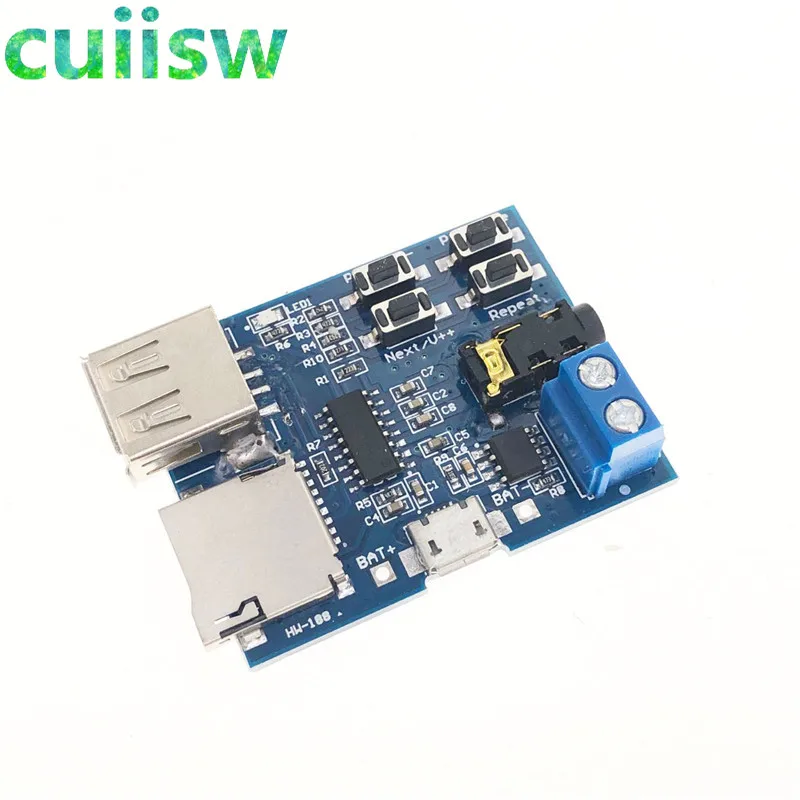 Cuiisw 5 шт./лот Mp3 Неразрушающий декодер плата Встроенный усилитель mp3 модуль TF карта