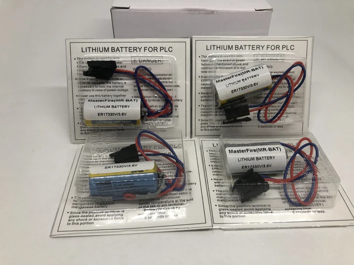 

MasterFire 4pcs/lot New Original Battery For ER17330V MR-BAT CNC 3.6V 1700mah PLC Lithium Batteries with Plugs For Mitsubishi