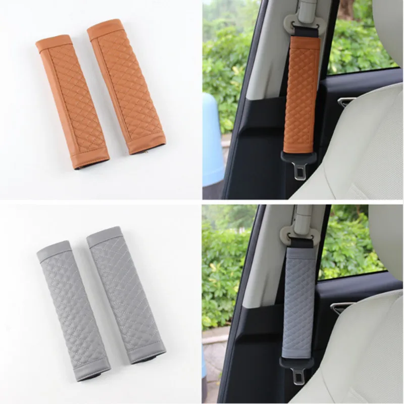 2 шт. кожаные чехлы для ремня безопасности Toyota Corolla Avensis Yaris Rav4 Auris Hilux Prius Prado Camry 40