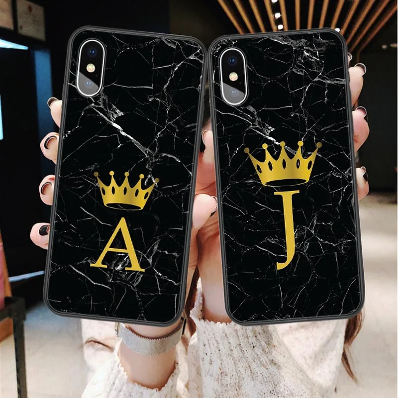 Чехол на заказ для iPhone X SE мягкий чехол 6 6s 7 8 Plus корона Буква A C D E F G H I J XS Max