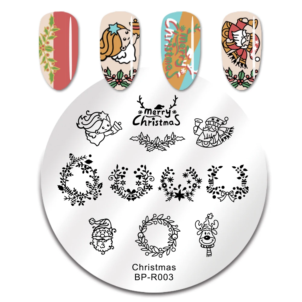 BORN красивые Круглый пластины для стемпинга ногтей печать дизайна изображение