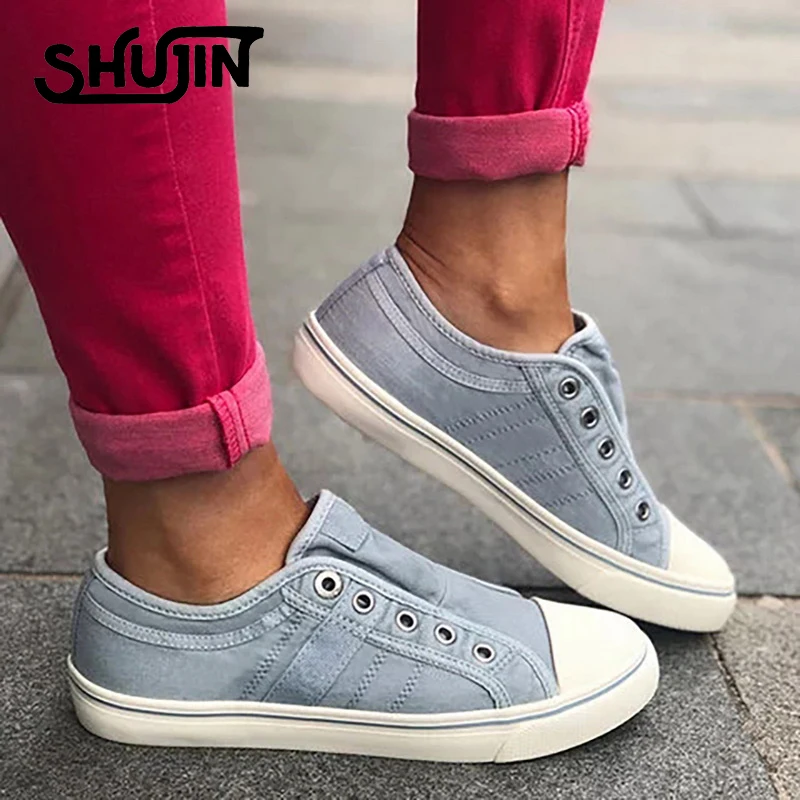 Кроссовки SHUJIN женские спортивные Вулканизированная плоская подошва холщовые