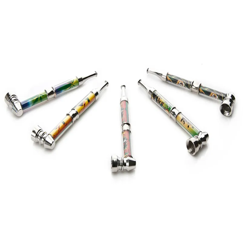 6 шт./лот металлическая труба две секции длинная табачная трубка смешанные цвета
