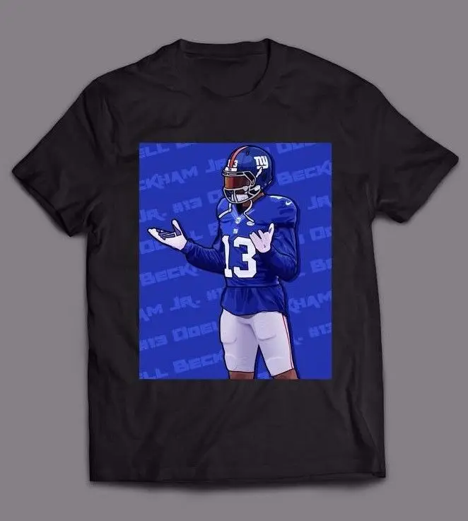 ODELL BECKHAM JR NY Giants #13 * OLDSKOOL пользовательский дизайн логотипа рубашка полный спереди
