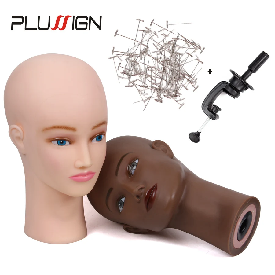Wig Hat Display Black White 2 Colors Available Female Pvc Mannequin Head Practice Traning Manikin Bald Head With Clamp T-Pins