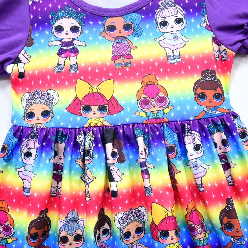 2019 Summer New Princess Dress Flying Sleeves Girls Dresses Ball Gown Cartoon Print Baby Clothes Kids | Детская одежда и обувь