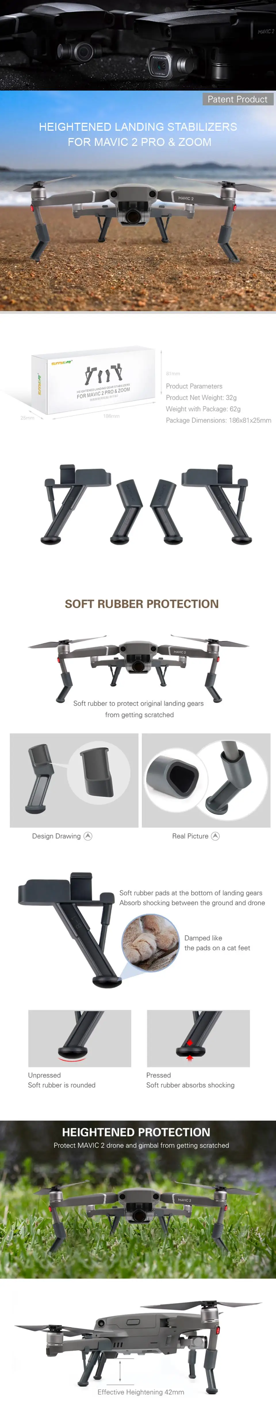 DJI Mavic 2 шасси расширенное увеличение шасси опоры ног ноги протектор Аксессуары для DJI Mavic 2 Pro/зум Дрон