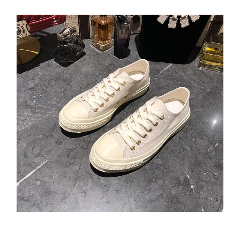 GCYFWJ Summer New breathable Canvas shoes Flat Ladies Shoes comfortable rubber Casual shoes Woman Round toe women sneakers XF363