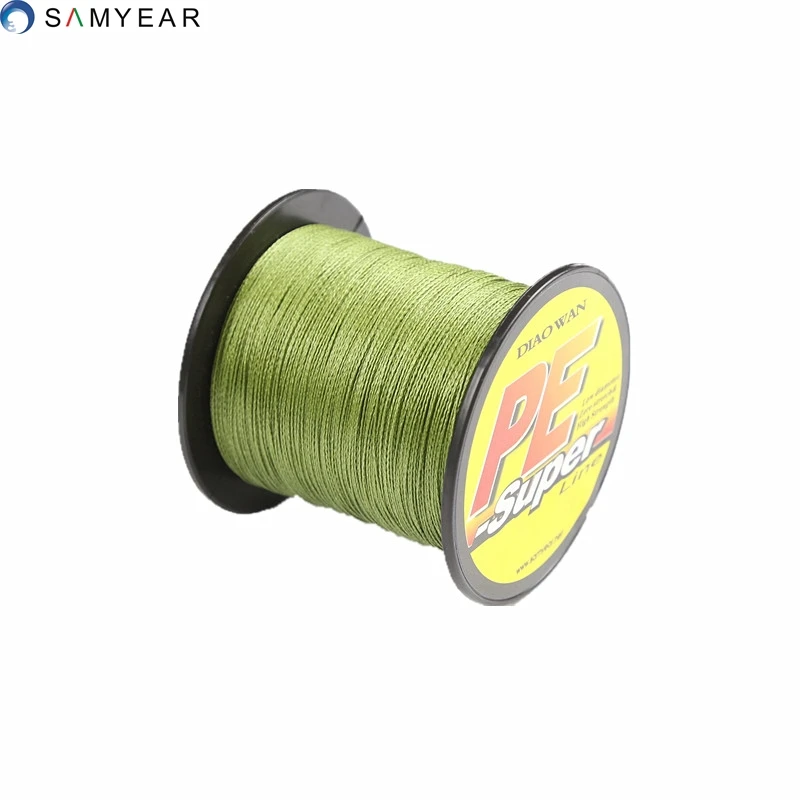 army green Промо-акция! 4 нити 300 м 10-100LB PE плетеная леска супер сильная многоволоконная леска много цвета на выбор-DIAOWAN - Цвет: army green