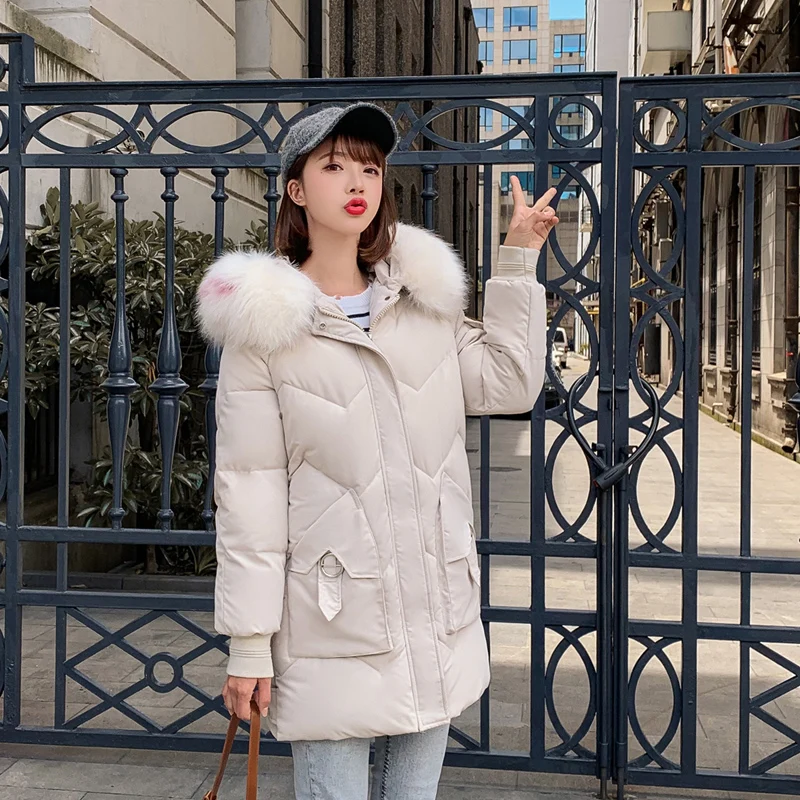 2019 Faux Fur Parkas Women Down Jacket Plus Size Thicken Outerwear hooded Winter Coat Female Cotton padded | Женская одежда