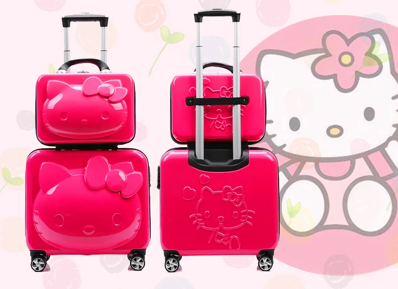 Детские комплекты чемоданов hello kitty розовый багаж на колесиках для девочек и мальчиков подарок для детей школьная сумка на колесиках с героями мультфильмов