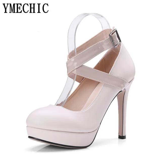 YMECHIC/2018 женские туфли-лодочки на высоком каблуке с перекрестными ремешками