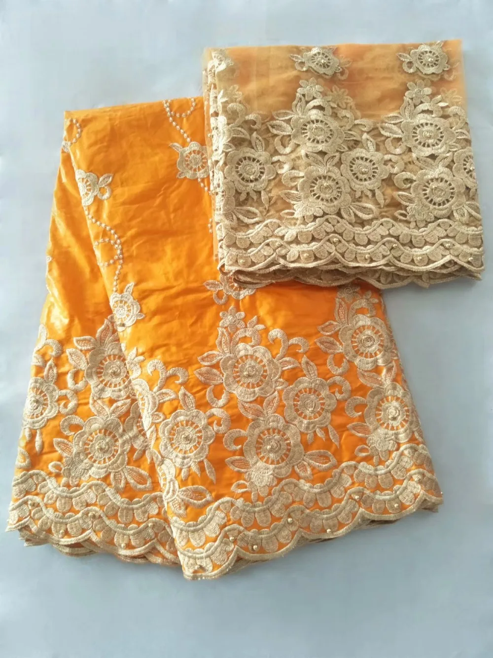 TK004 (5+2yards/set) Purple and gold 2018 wholesales African bazin lace fbaric with excellent embroidery for party dress | Дом и сад
