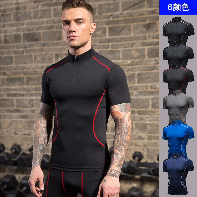 Мужские топы для фитнеса с коротким рукавом профессиональная тренировочная