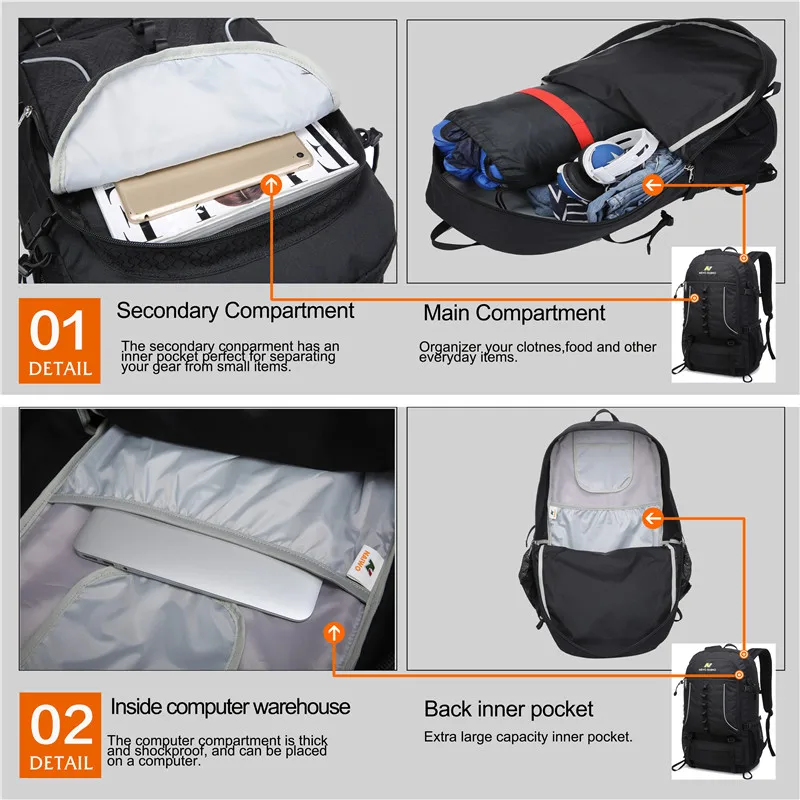 45L NEVO RHINO, водонепроницаемый мужской рюкзак, унисекс, дорожная сумка, походный, для альпинизма, альпинизма, кемпинга, рюкзак для мужчин