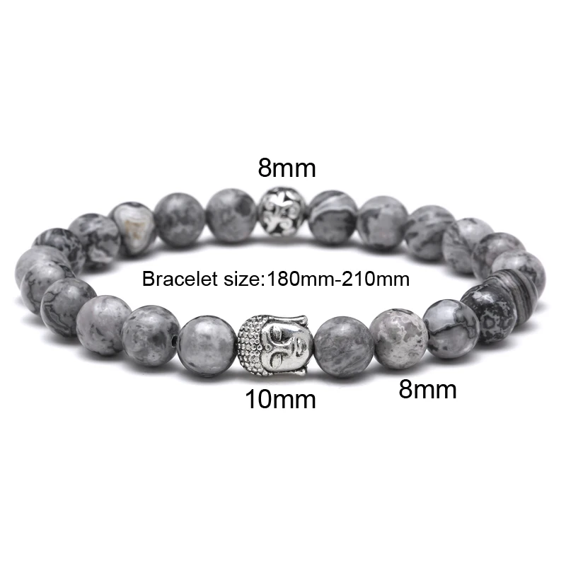 Волшебная рыба для мужчин браслет браслеты фенечки Серебряный Будда 8 мм
