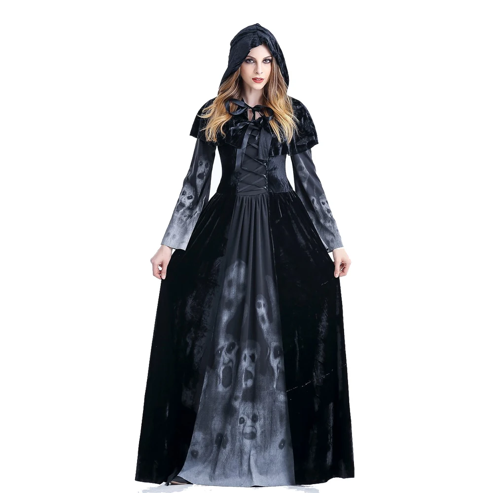 

Medieval Renaissance Adult Female Halloween Cosplay Costume Gothic Female Gothic Queen of Vampire Black Fancy Dress Outfit