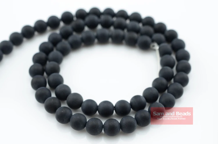 Бусины Из Натурального драгоценного камня матовый черный оникс агат