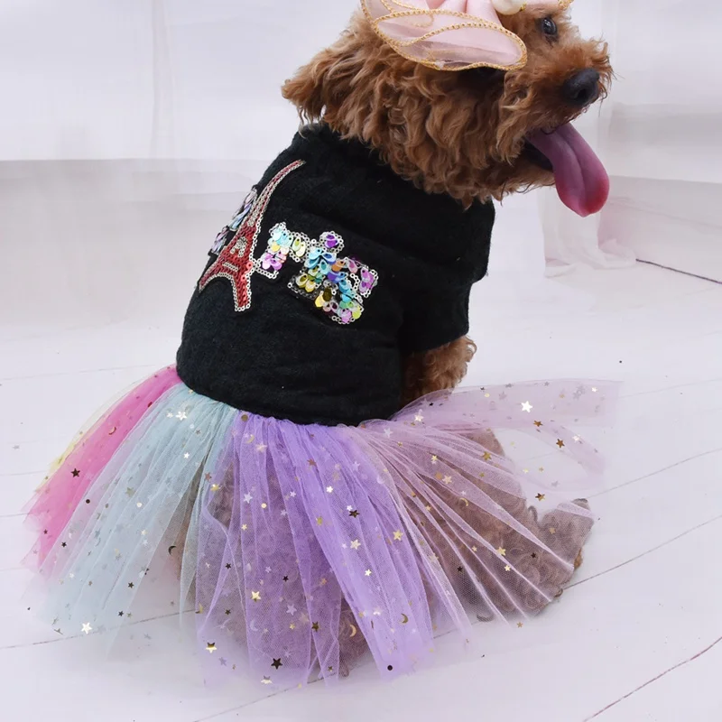 Cute Dog Tutu Dress for Girls Dogs Puppy Princess Dress Colorful Lace Skirt Pet Clothes Wedding Cupcake Apparel for Doggy