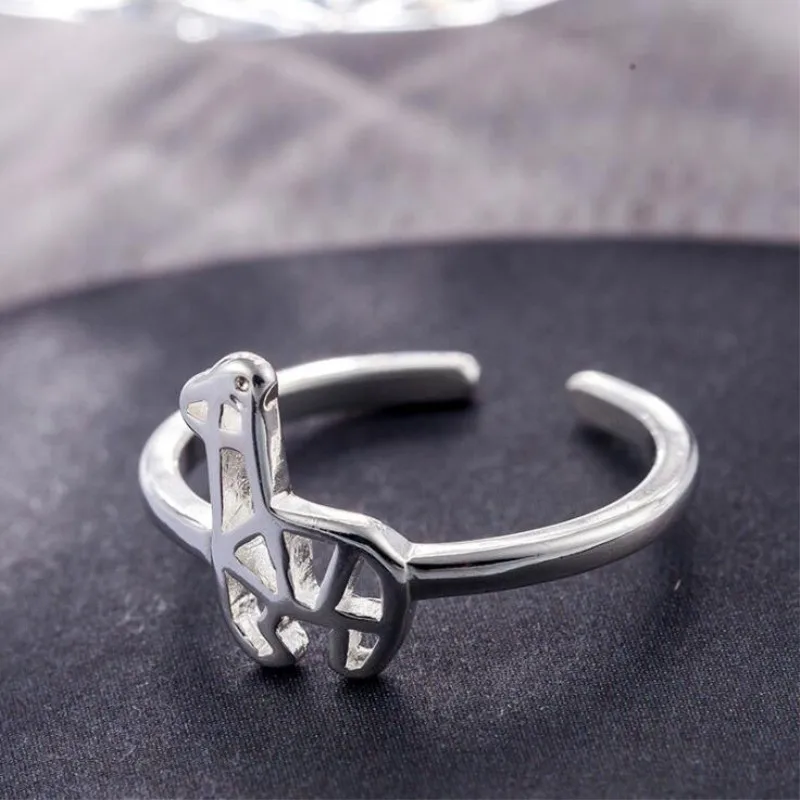 

New Ethnic Style Cute Animal 925 Sterling Silver Jewelry Creative Small Deer Personality Opening Rings R009