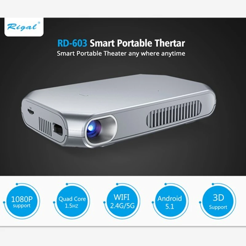 Портативный мини проектор с затвором Android Wi Fi Bluetooth светодиодный Pico Pocket HD 3D DLP LINK| |