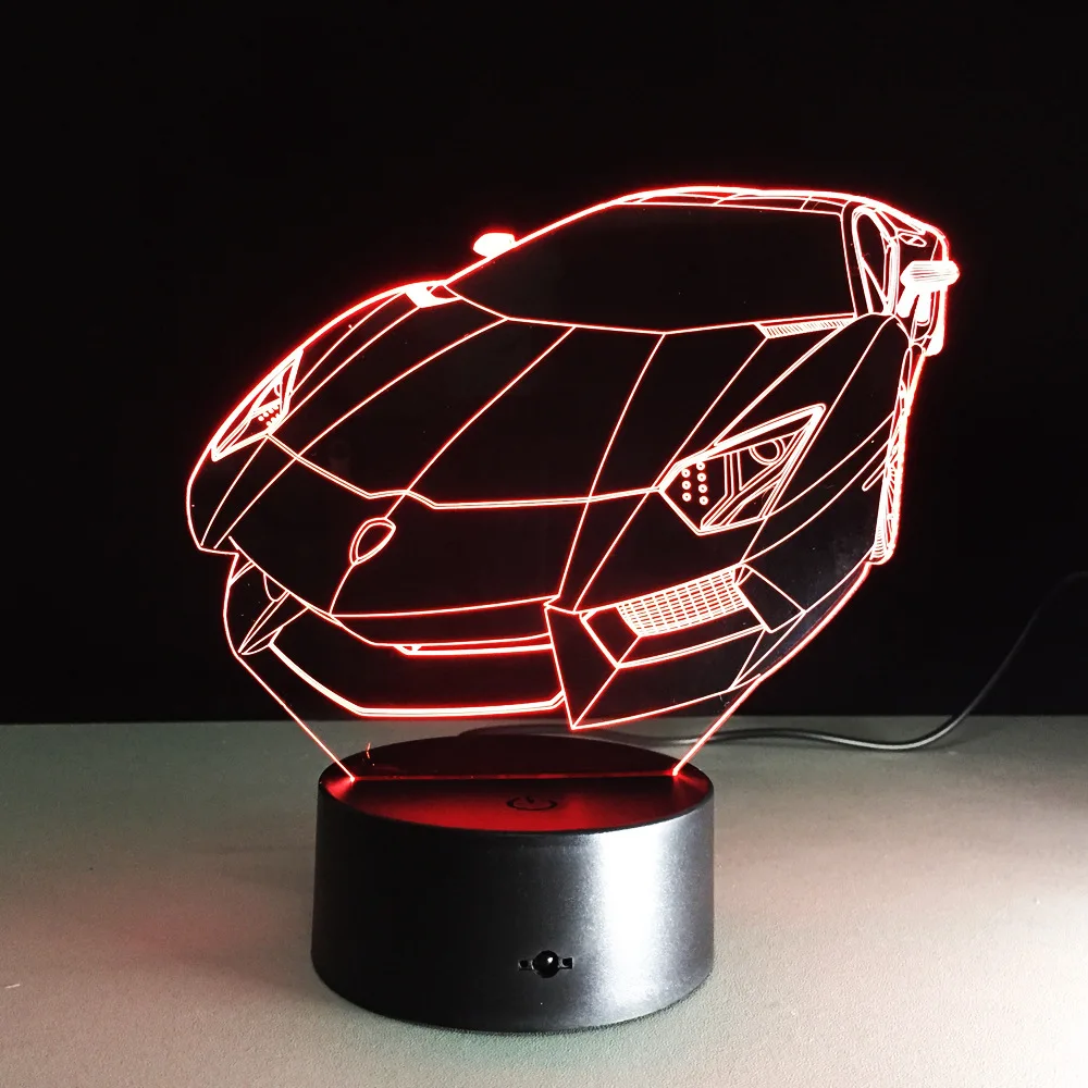 3D настольная лампа цветной светодиодный ночник модель спортивного автомобиля
