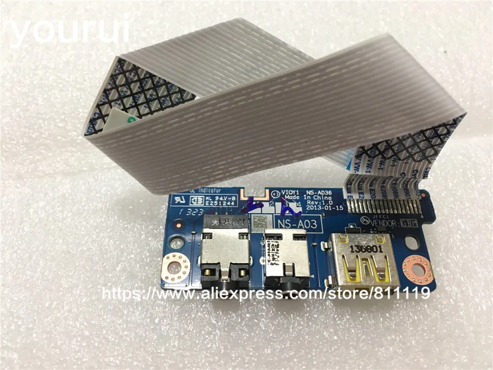 

yourui For LENOVO Y500 Y510P USB Audio JACK Board VIQY1 NS-A036 WORKS