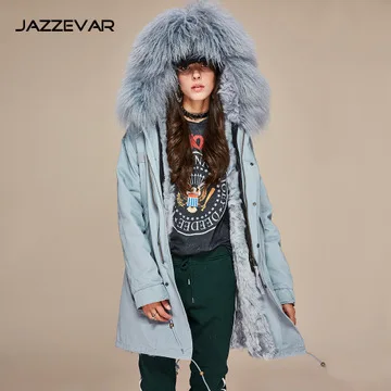 Jia ze hua осень/зима новая женская одежда maomao мочевого пузыря енота Удлиненное пальто воротник парка звезды